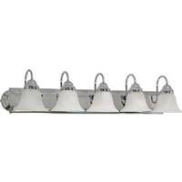 Nuvo Lighting 5 Light Polished Chrome Alabaster Glass Bell Shades Vanity Light Fixture