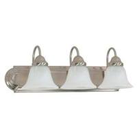 View 3 Light Brushed Nickel Alabaster Glass Bell Shades Vanity Light Fixture