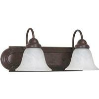 View 2 Light Old Bronze Alabaster Glass Bell Shades Vanity Light Fixture