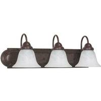 View 3 Light Old Bronze Alabaster Glass Bell Shades Vanity Light Fixture