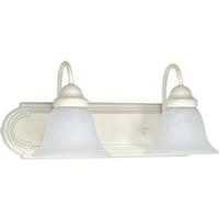 View 2 Light Textured White Alabaster Glass Bell Shades Vanity Light Fixture