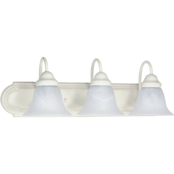 3 Light Textured White Alabaster Glass Bell Shades Vanity Light Fixture