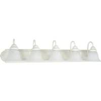 Nuvo Lighting 5 Light Textured White Alabaster Glass Bell Shades Vanity Light Fixture