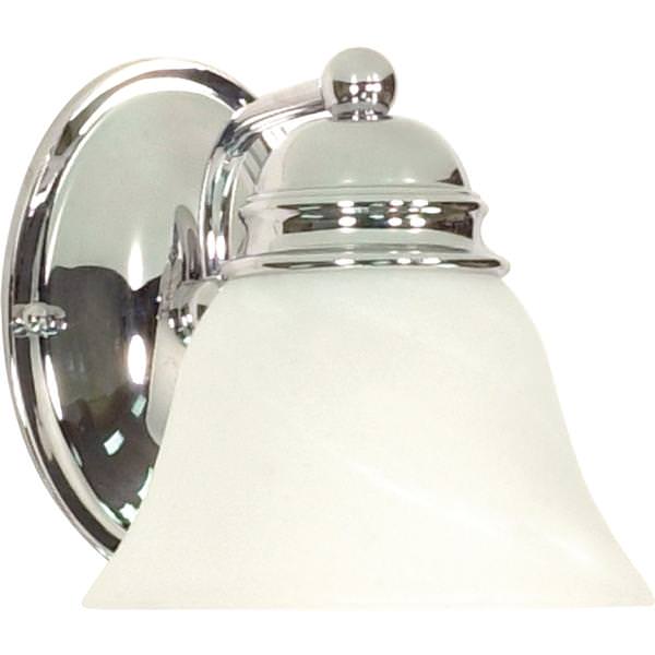 1 Light Polished Chrome Alabaster Glass Bell Shade Vanity Light Fixture