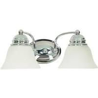 View 2 Light Polished Chrome Alabaster Glass Bell Shades Vanity Light Fixture