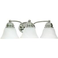 View 3 Light Polished Chrome Alabaster Glass Bell Shades Vanity Light Fixture