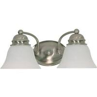 View 2 Light Brushed Nickel Alabaster Glass Bell Shades Vanity Light Fixture