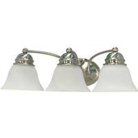 View 3 Light Brushed Nickel Alabaster Glass Bell Shades Vanity Light Fixture