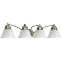 View 4 Light Brushed Nickel Alabaster Glass Bell Shades Vanity Light Fixture