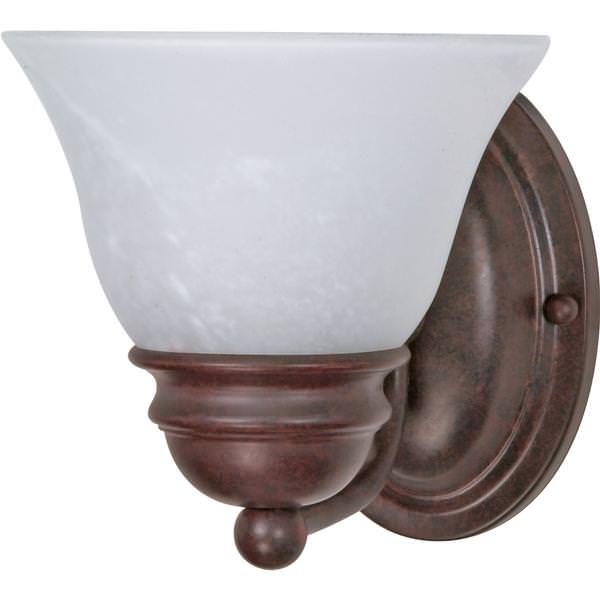 1 Light Old Bronze Alabaster Glass Bell Shade Vanity Light Fixture