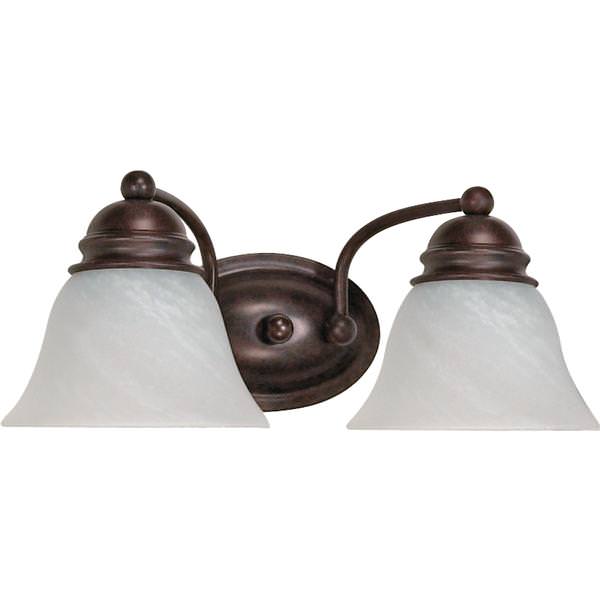 2 Light Old Bronze Alabaster Glass Bell Shades Vanity Light Fixture