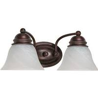 View 2 Light Old Bronze Alabaster Glass Bell Shades Vanity Light Fixture