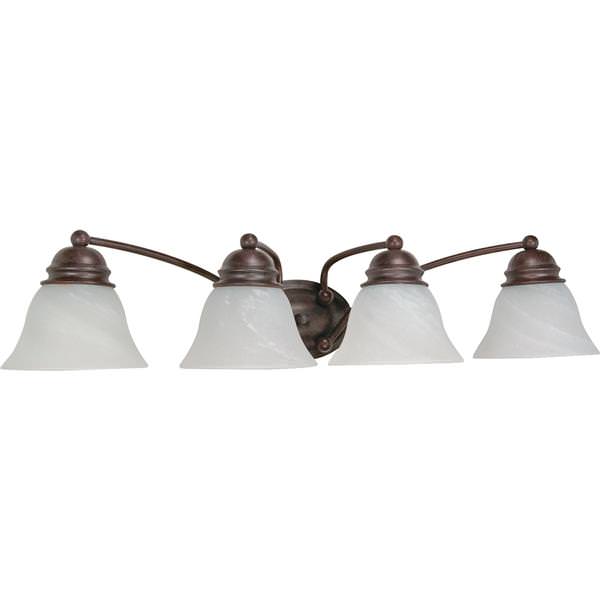 4 Light Old Bronze Alabaster Glass Bell Shades Vanity Light Fixture