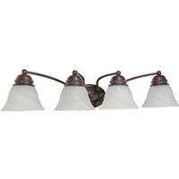 Nuvo Lighting 4 Light Old Bronze Alabaster Glass Bell Shades Vanity Light Fixture