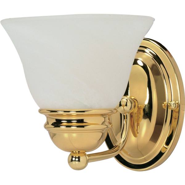 1 Light Polished Brass Alabaster Bell Glass Shade Vanity Light Fixture