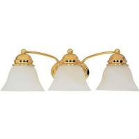 View 3 Light Polished Brass Alabaster Glass Bell Shades Vanity Light Fixture