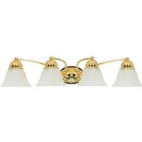 Nuvo Lighting 4 Light Polished Brass Alabaster Glass Bell Shades Vanity Light Fixture