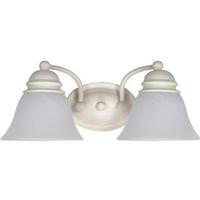 View 2 Light Textured White Alabaster Glass Bell Shades Vanity Light Fixture