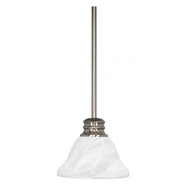 1 Light Brushed Nickel Alabaster Glass Shade Mini Pendant Light Fixture