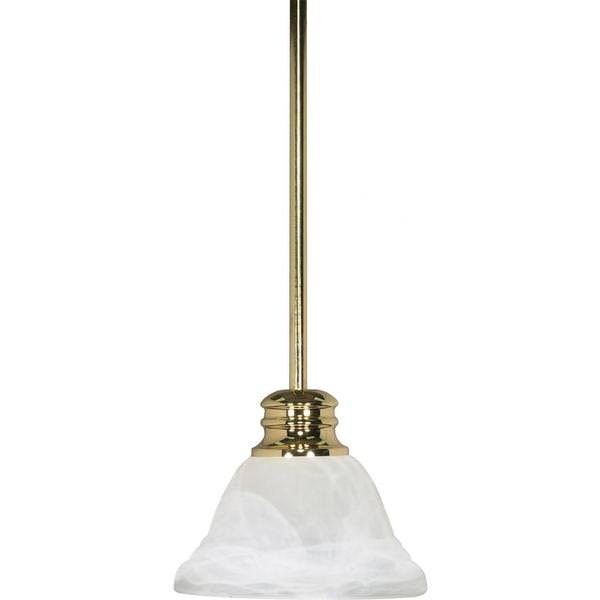 1 Light Polished Brass Alabaster Glass Shade Mini Pendant Light Fixture