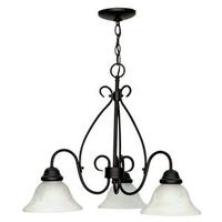 Nuvo Lighting 3 Light Textured Flat Black Alabaster Glass Shades Chandelier Light Fixture
