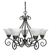View 5 Light Textured Flat Black Alabaster Glass Shades Chandelier Light Fixture
