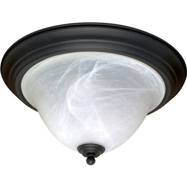 2 Light Textured Flat Black Alabaster Swirl Glass Shade Ceiling Light Fixture