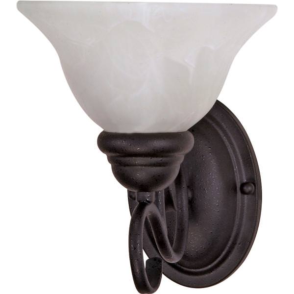 1 Light Textured Flat Black Alabaster Swirl Glass Shade Vanity Light Fixture