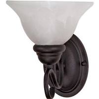 View 1 Light Textured Flat Black Alabaster Swirl Glass Shade Vanity Light Fixture