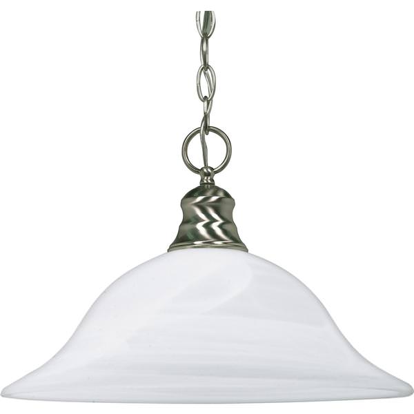 1 Light Brushed Nickel Alabaster Glass Shade Pendant Light Fixture