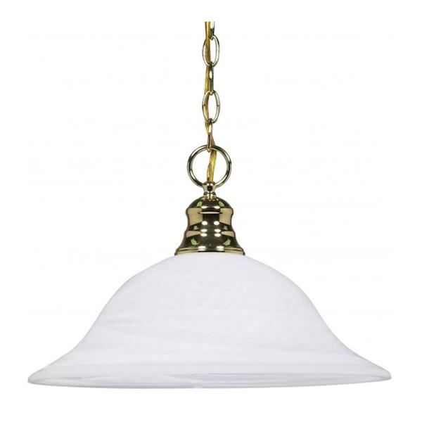 1 Light Polished Brass Alabaster Glass Shade Pendant Light Fixture