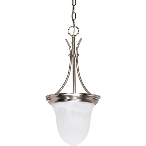 1 Light Brushed Nickel Alabaster Glass Shade Pendant Light Fixture