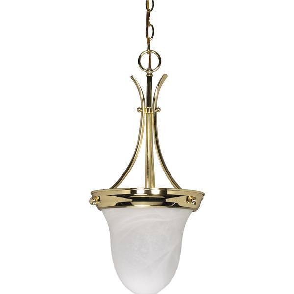 1 Light Polished Brass Alabaster Glass Shade Pendant Light Fixture