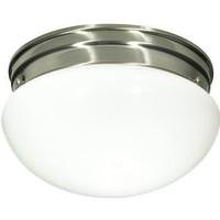 Nuvo Lighting 2 Light 10" Round Brushed Nickel White Mushroom Glass Shade Ceiling Light Fixture