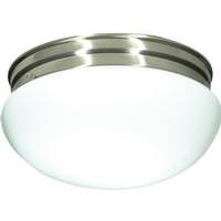 Nuvo Lighting 2 Light 12" Round Brushed Nickel White Mushroom Glass Shade Ceiling Light Fixture