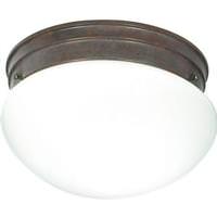 Nuvo Lighting 2 Light 10" Round Old Bronze White Mushroom Glass Shade Ceiling Light Fixture