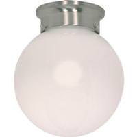 Nuvo Lighting 1 Light Brushed Nickel White Glass Ball Shade Ceiling Light Fixture