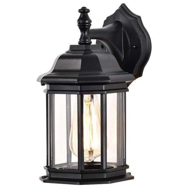 1 Light Small 12" Matte Black Hopkins Wall Lantern Light Fixture