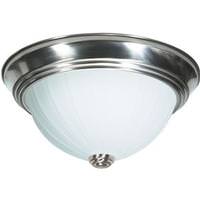 Nuvo Lighting 2 Light 11" Round Brushed Nickel Frosted Melon Glass Dome Shade Ceiling Light Fixture