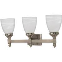 View 3 Light Brushed Nickel Alabaster Glass Shades Vanity Light Fixture