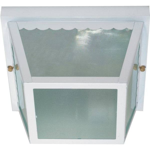 2 Light White Frosted Textured Glass Shade Ceiling Light Fixture
