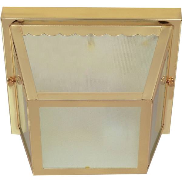 2 Light Polished Brass Frosted Textured Glass Shade Ceiling Light Fixture