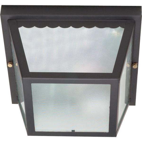 2 Light Black Frosted Textured Glass Shade Ceiling Light Fixture