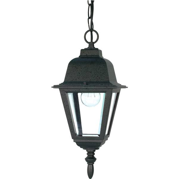 1 Light 10" Textured Black Clear Glass Shade Hanging Lantern Light Fixture