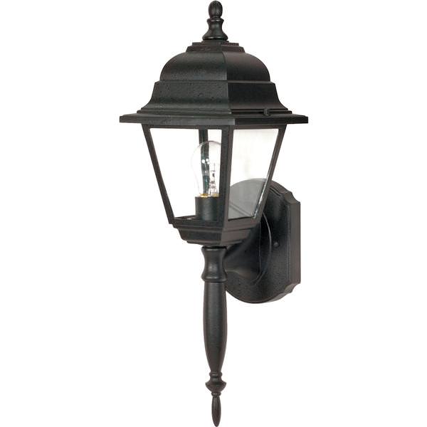 1 Light 6" Textured Black Clear Glass Shade Outdoor Wall Lantern Light Fixture