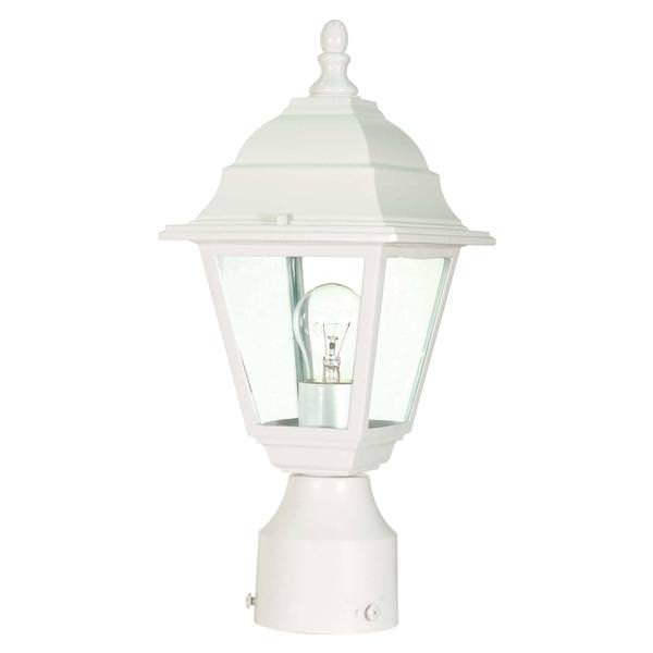 1 Light 14" White Clear Glass Shade Post Lantern Light Fixture