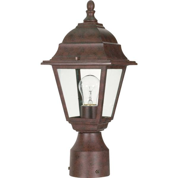 1 Light 6" Old Bronze Clear Glass Shade Post Lantern Light Fixture