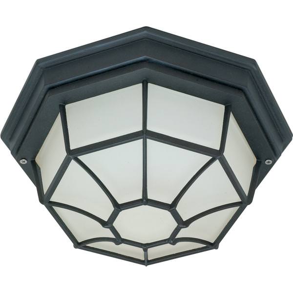 1 Light 11" Textured Black Frosted Glass Shade Flush Mount Ceiling Light Fixture