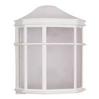 Nuvo Lighting 1 Light 10" White Linen Acrylic Lens Cage Wall Outdoor Lantern Light Fixture