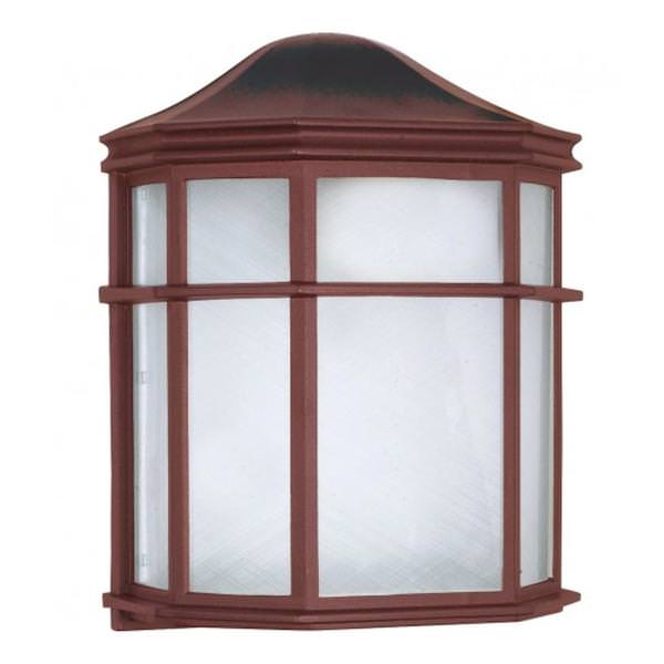 1 Light 8" Old Bronze Linen Acrylic Lens Cage Wall Lantern Light Fixture